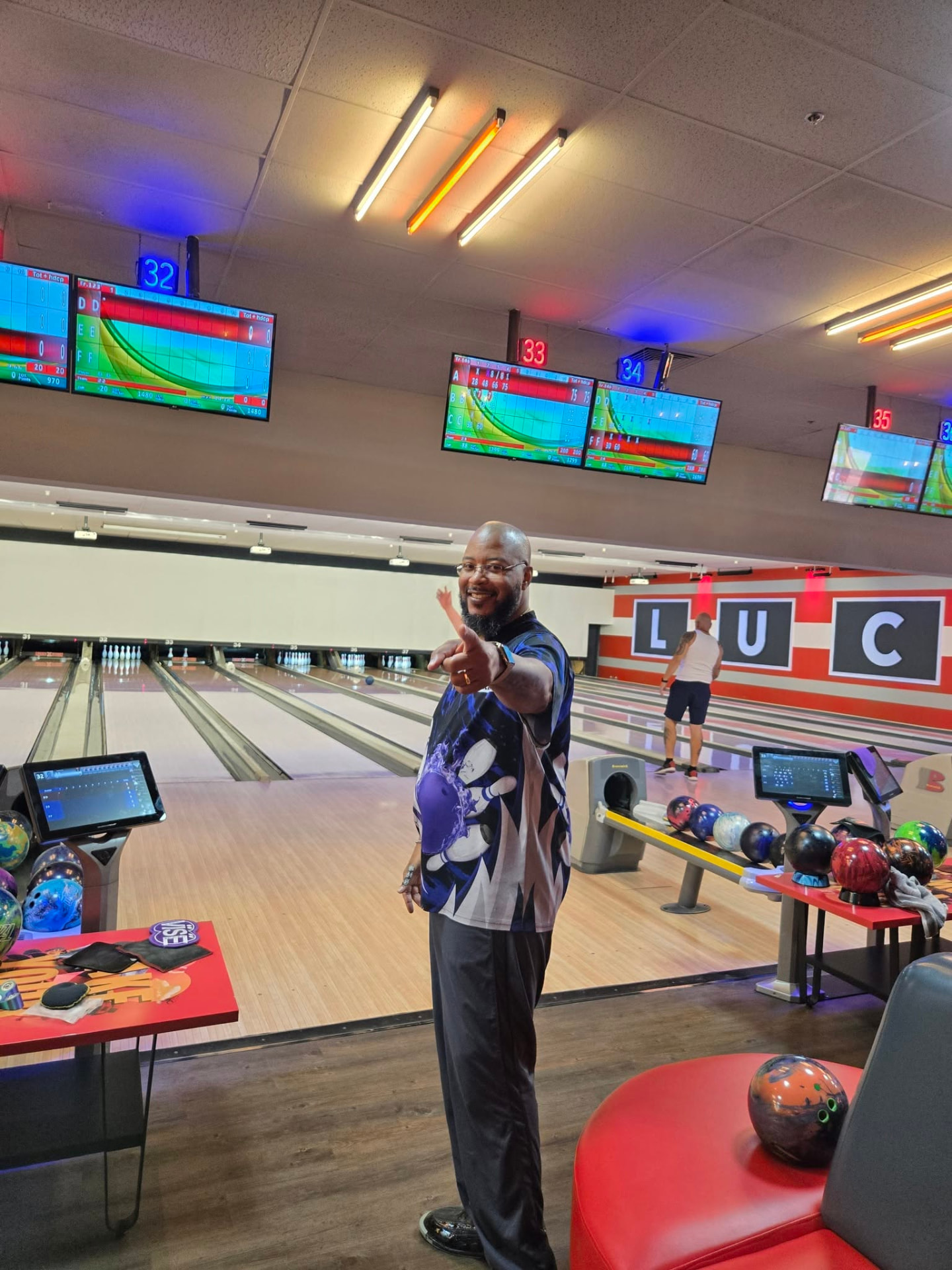 Bowler celebrating on the approach at Lucky Strike