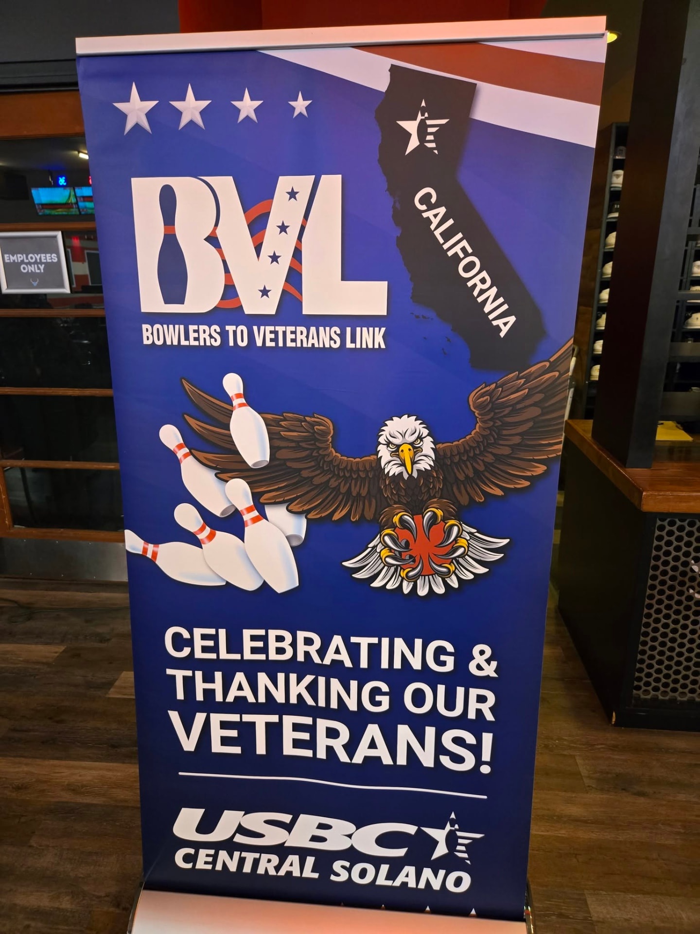 Bowlers to Veterans Link banner for Central Solano USBC